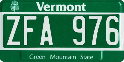 VT license plate ZFA976
