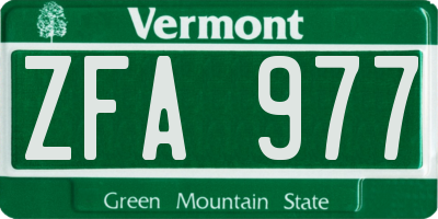 VT license plate ZFA977