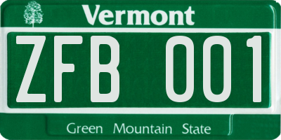 VT license plate ZFB001