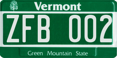 VT license plate ZFB002