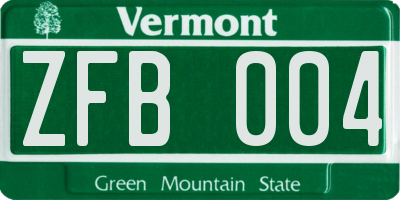 VT license plate ZFB004