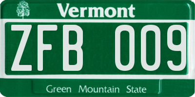 VT license plate ZFB009