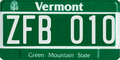 VT license plate ZFB010