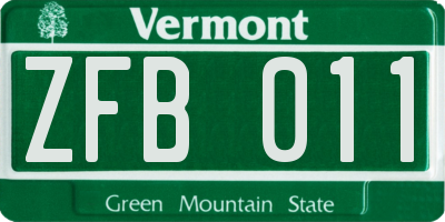 VT license plate ZFB011