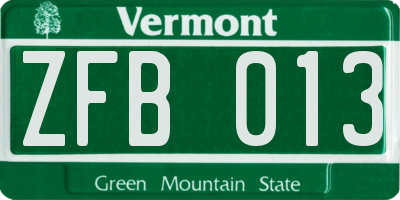 VT license plate ZFB013