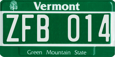 VT license plate ZFB014
