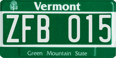VT license plate ZFB015