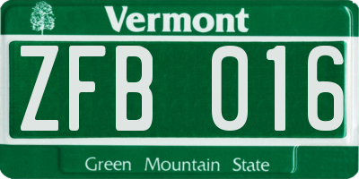 VT license plate ZFB016