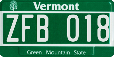 VT license plate ZFB018