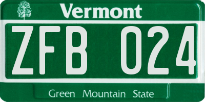 VT license plate ZFB024