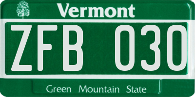VT license plate ZFB030