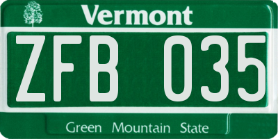 VT license plate ZFB035