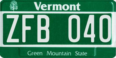 VT license plate ZFB040