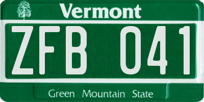VT license plate ZFB041