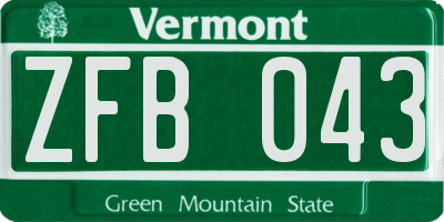 VT license plate ZFB043