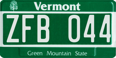VT license plate ZFB044