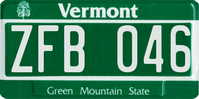 VT license plate ZFB046
