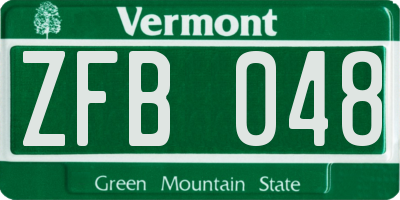 VT license plate ZFB048