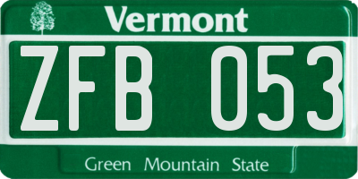 VT license plate ZFB053