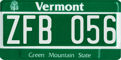 VT license plate ZFB056