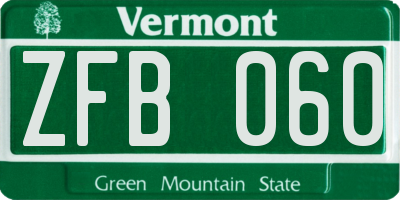 VT license plate ZFB060