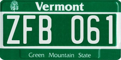 VT license plate ZFB061