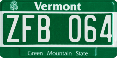 VT license plate ZFB064