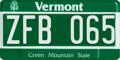VT license plate ZFB065
