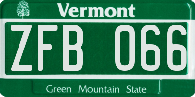 VT license plate ZFB066