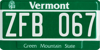 VT license plate ZFB067