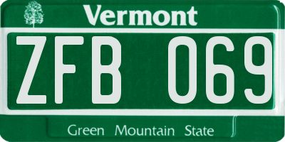 VT license plate ZFB069