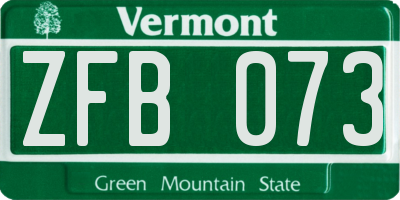 VT license plate ZFB073