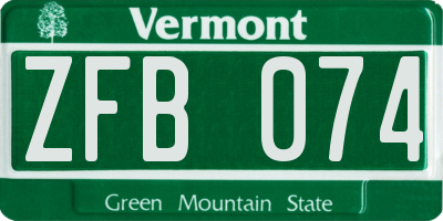 VT license plate ZFB074