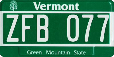 VT license plate ZFB077