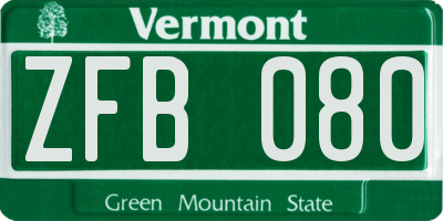 VT license plate ZFB080