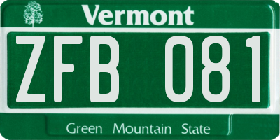 VT license plate ZFB081