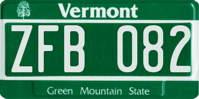 VT license plate ZFB082