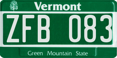 VT license plate ZFB083