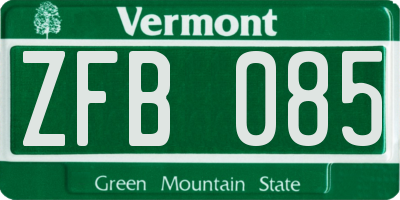 VT license plate ZFB085
