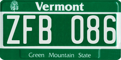VT license plate ZFB086
