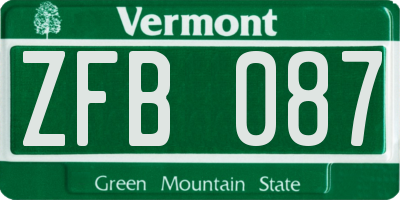VT license plate ZFB087