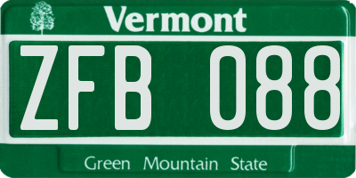 VT license plate ZFB088
