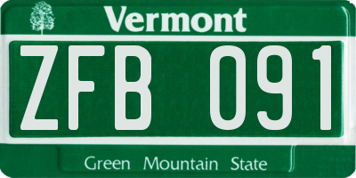 VT license plate ZFB091
