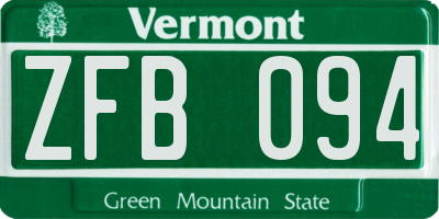 VT license plate ZFB094