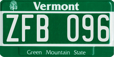 VT license plate ZFB096