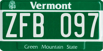 VT license plate ZFB097