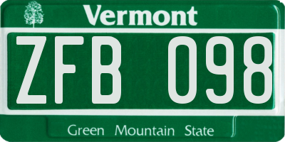 VT license plate ZFB098