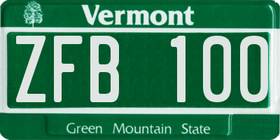 VT license plate ZFB100