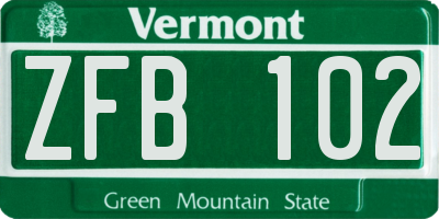 VT license plate ZFB102