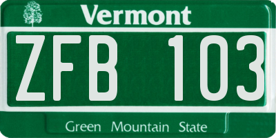VT license plate ZFB103